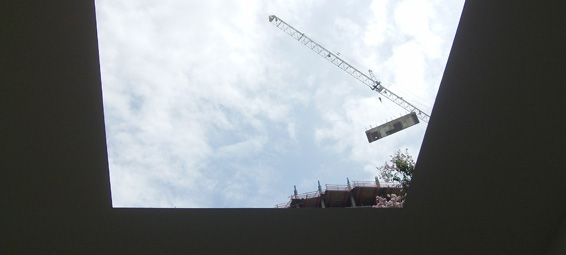 View from inside Turrell's Tending: Blue at the Nasher Sculpture Center before its closure